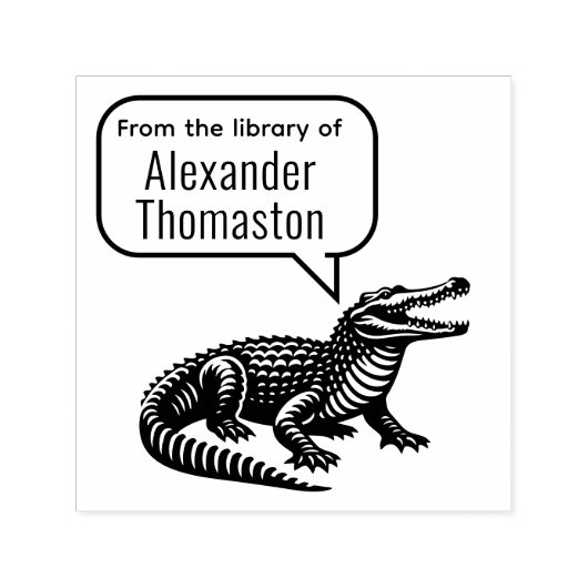Crocodile Speech Bubble Bibliotheek van Boeknaam Zelfinktende Stempel (Design)