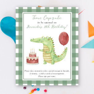 Crocodile Time Capsule 1e verjaardag genderneutraa Poster