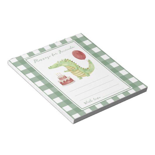 Crocodile verjaardag tijd capsule bericht notitieblok (Schuin)