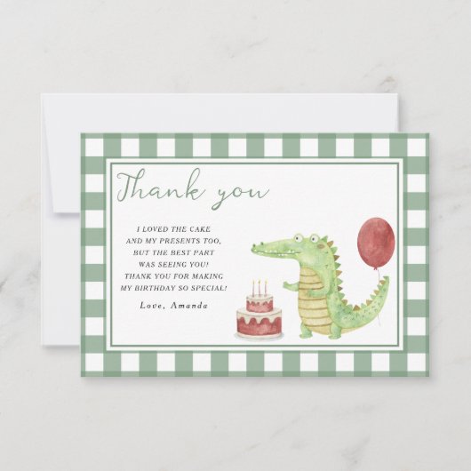 Crocodile verjaardagsfeestje bedankt (Voorkant)