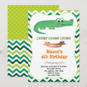 Crocodile verjaardagsfeestje uitnodiging (Voorkant / Achterkant)