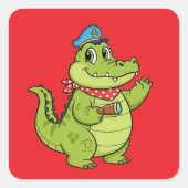 crocodile vierkante sticker (Voorkant)