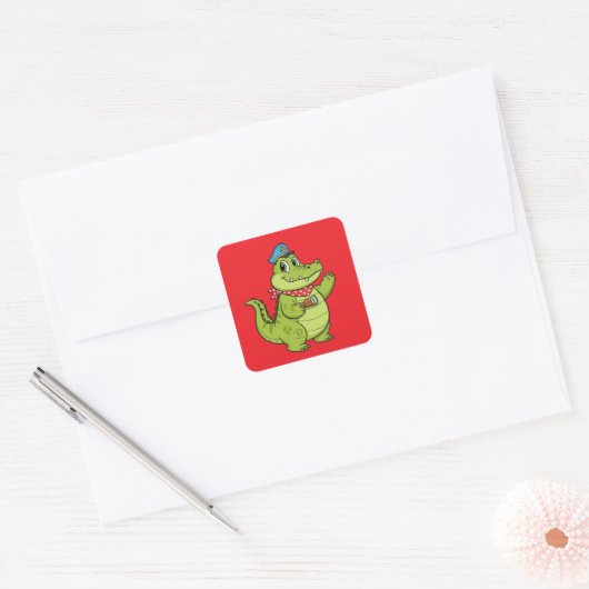 crocodile vierkante sticker (Envelop)