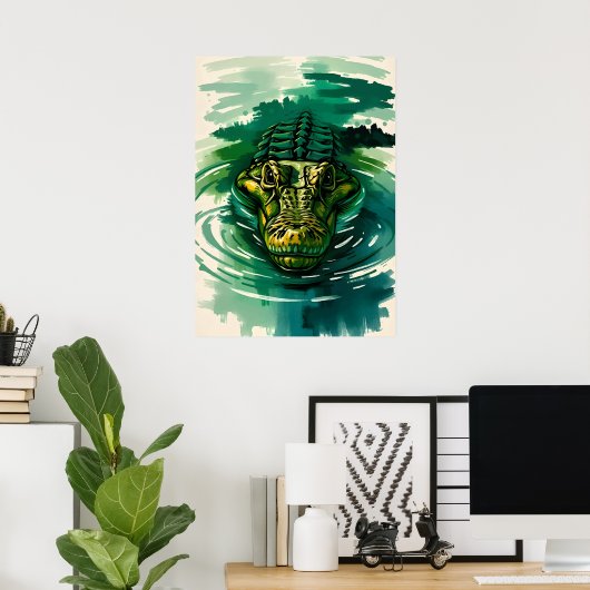 Crocodile Watch – Predator in het moeras Poster (Thuiskantoor)