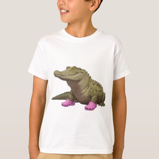 Crocodile wearing croc shoes t-shirt (Voorkant)