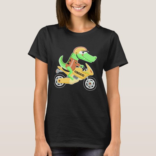 Crocodile with motorcycle biker motorcycle dirt bi t-shirt (Voorkant)