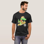 Crocodile with motorcycle biker motorcycle dirt bi t-shirt (Voorkant volledig)