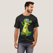 Crocodile with skateboard skateboarding skater boy t-shirt (Voorkant volledig)
