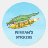 Crocodile's Golden Rocket Ronde Sticker (Voorkant)