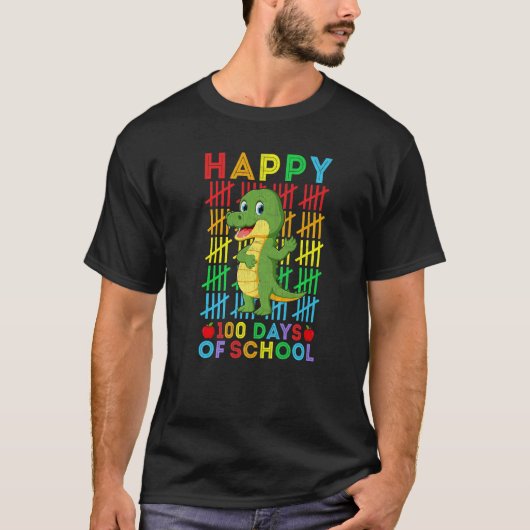 Crocodiles Teacher Student Happy 100 Days of Schoo T-shirt (Voorkant)