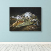 Crocodille Doekprint  Canvas Afdruk (Insitu (Houten vloer))