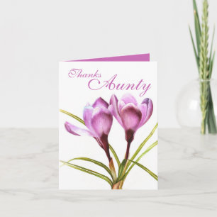 Crocus art "Bedankt tante" paarse kaart