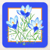 Crocus Bloemen Blauw Kartonnen Onderzetters (Voorkant)