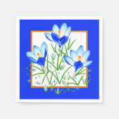 Crocus Bloemen Blauw & Wit Papieren Servetten (Voorkant)
