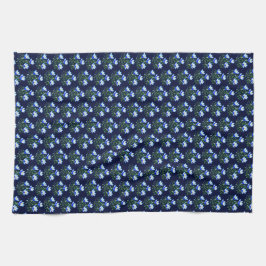 Crocus Bloemen Donkerblauw Kleine Print Theedoek