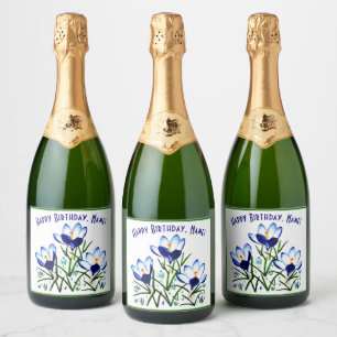 Crocus Bloemen Sparkling Wijnetiket