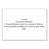 Crocus bloemenbloemen aangepaste lezing flashcards kaart (Achterkant)