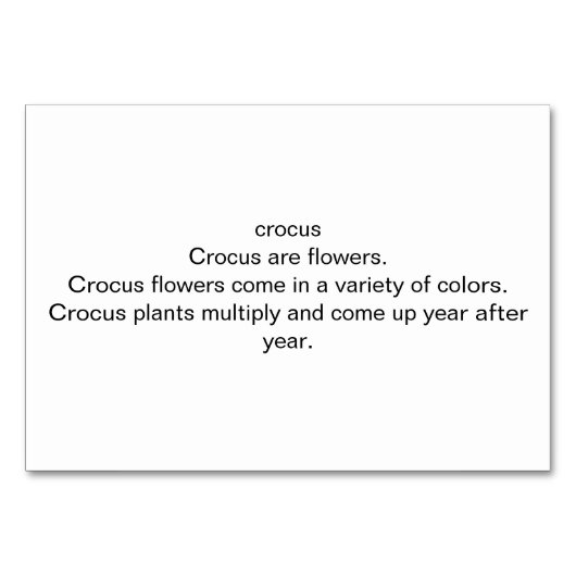 Crocus bloemenbloemen aangepaste lezing flashcards kaart (Achterkant)