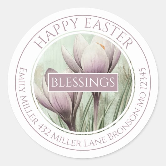 Crocus Bloom Easter Ronde Sticker (Voorkant)