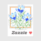 Crocus Flowers Blue en White Custom Cut Stickers (Vel)