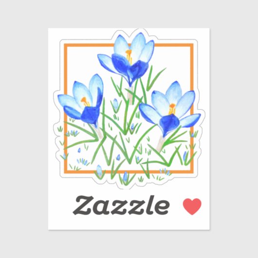 Crocus Flowers Blue en White Custom Cut Stickers (Vel)