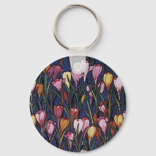 Crocus Flowers in een tuin, Floral Pattern Sleutelhanger