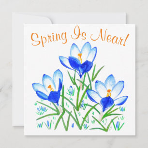 Crocus Flowers op White Flat Card