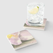 Crocus Flowers roze hand-schilderkunst Stenen Onderzetter (Zijkant)