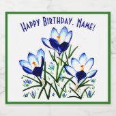 Crocus Flowers Sparkling Wijnetiket (Enkel label)