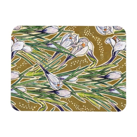 Crocus Flowers Spring Floral Botanical Art Pattern Magneet (Horizontaal)