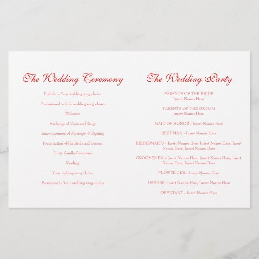 Crocus oranje floral bruiloft programma (Achterkant)