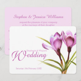 Crocus paars floral bruiloft kaart