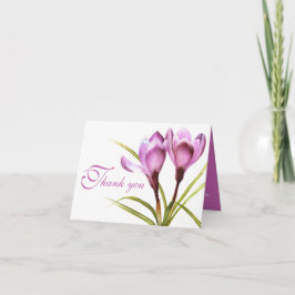Crocus paarse bloem bruiloft bedankkaart