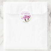 Crocus paarse waterverf bruiloft sticker (Tas)