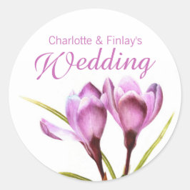 Crocus paarse waterverf bruiloft sticker