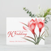 Crocus red roze florale huwelijkuitnodiging kaart (Staand voorkant)