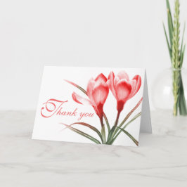 Crocus roze rode trouwkaarten bedankkaart