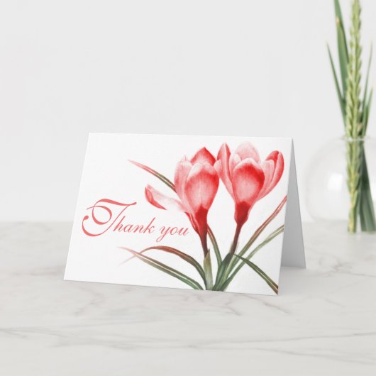 Crocus roze rode trouwkaarten bedankkaart (Voorkant)