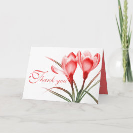 Crocus roze rode trouwkaarten bedankkaart