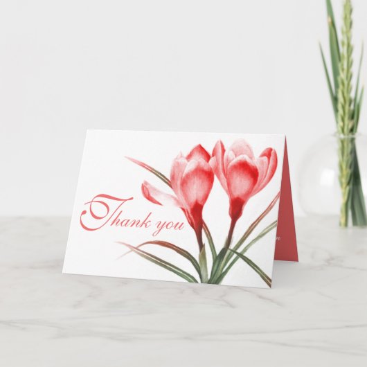 Crocus roze rode trouwkaarten bedankkaart (Voorkant)