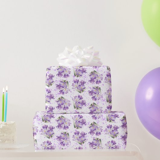 Crocus Spring Floral Pattern Cadeaupapier (Feestgeschenken)