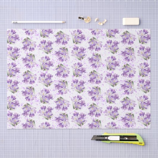 Crocus Spring Floral Pattern Tissuepapier (Craft)