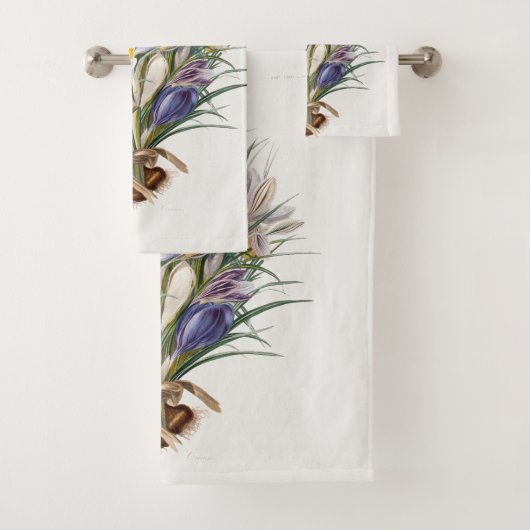 Crocus Spring Flower Botanische Bloemkunst Bad Handdoek (Insitu)