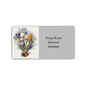 Crocus Spring Flower Botanische Bloemkunst Etiket (Voorkant)