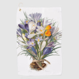 Crocus Spring Flower Botanische Bloemkunst Golfhanddoek