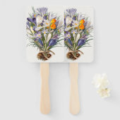 Crocus Spring Flower Botanische Bloemkunst Handwaaier (Voorkant en achterkant)