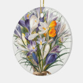 Crocus Spring Flower Botanische Bloemkunst Keramisch Ornament (Links)