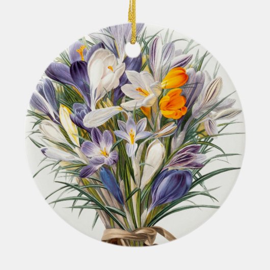 Crocus Spring Flower Botanische Bloemkunst Keramisch Ornament (Achterkant)