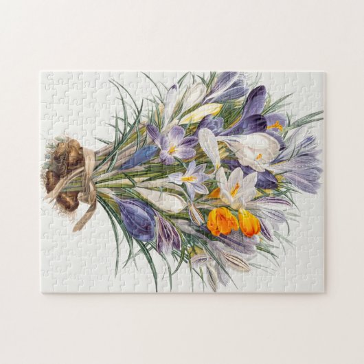 Crocus Spring Flower Botanische Bloemkunst Legpuzzel (Horizontaal)