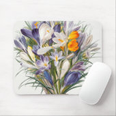 Crocus Spring Flower Botanische Bloemkunst Muismat (Met muis)